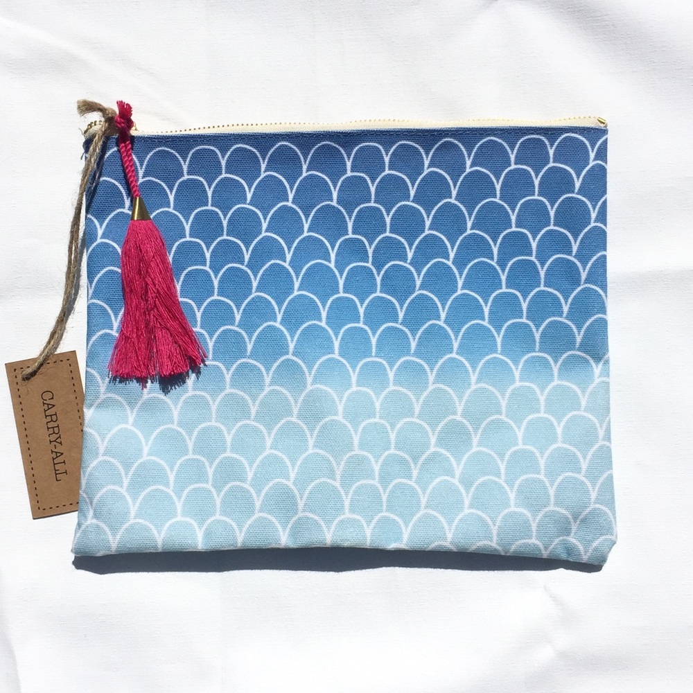 NWT Blue Canvas Ombré Bag with zipper & tassel